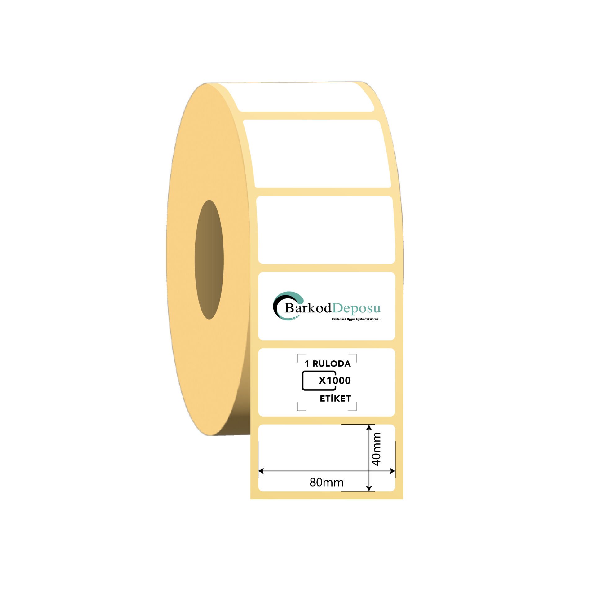 80x40 Vellum Barkod Etiketi 1000 Sarım (RİBON İLE BASKI)