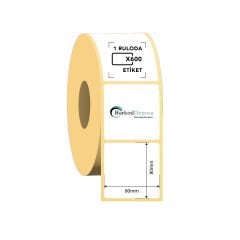 80x80 Kuşe Barkod Etiketi 600 Sarım (RİBON İLE BASKI)