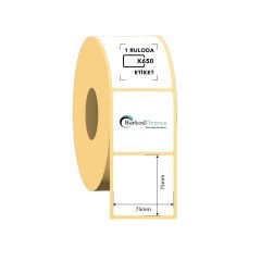 75x75 Kuşe Barkod Etiketi 650 Sarım (RİBON İLE BASKI)