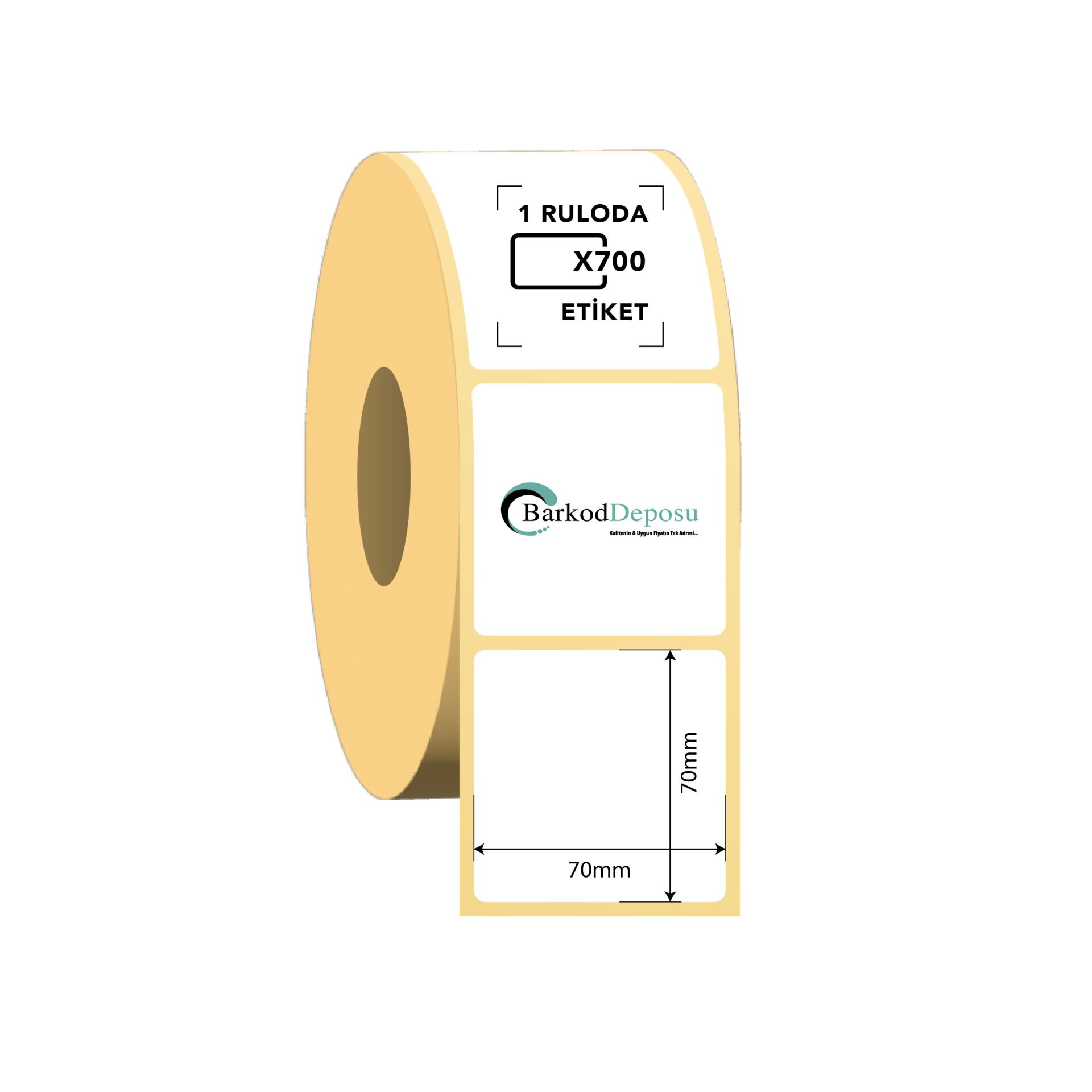 70x70 Kuşe Barkod Etiketi 700 Sarım (RİBON İLE BASKI)