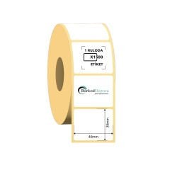 40x30 Kuşe Barkod Etiketi 1500 Sarım (RİBON İLE BASKI)