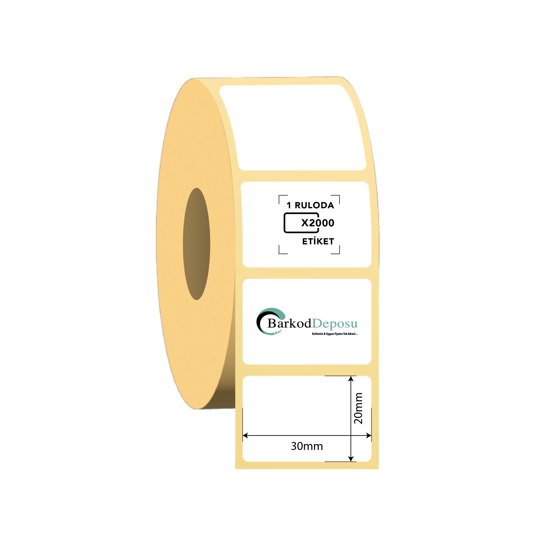 30x20 Kuşe Barkod Etiketi 2000 Sarım (RİBON İLE BASKI)