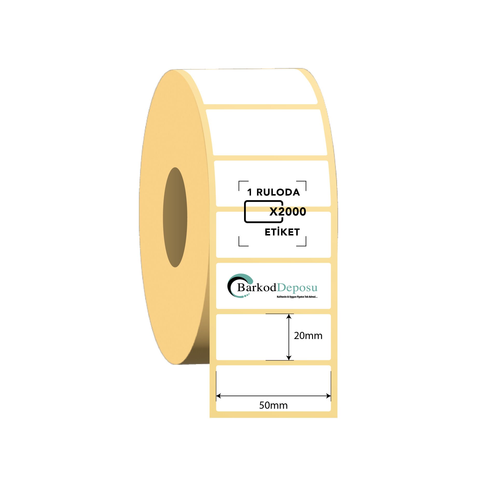 50x20 Kuşe Barkod Etiketi 2000 Sarım (RİBON İLE BASKI)