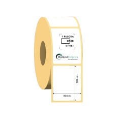 80x100 Kuşe Barkod Etiketi 500 Sarım (RİBON İLE BASKI)