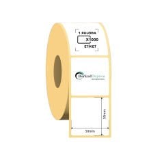 50x50 Kuşe Barkod Etiketi 1000 Sarım (RİBON İLE BASKI)
