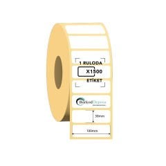100x30 Kuşe Barkod Etiketi 1500 Sarım (RİBON İLE BASKI)