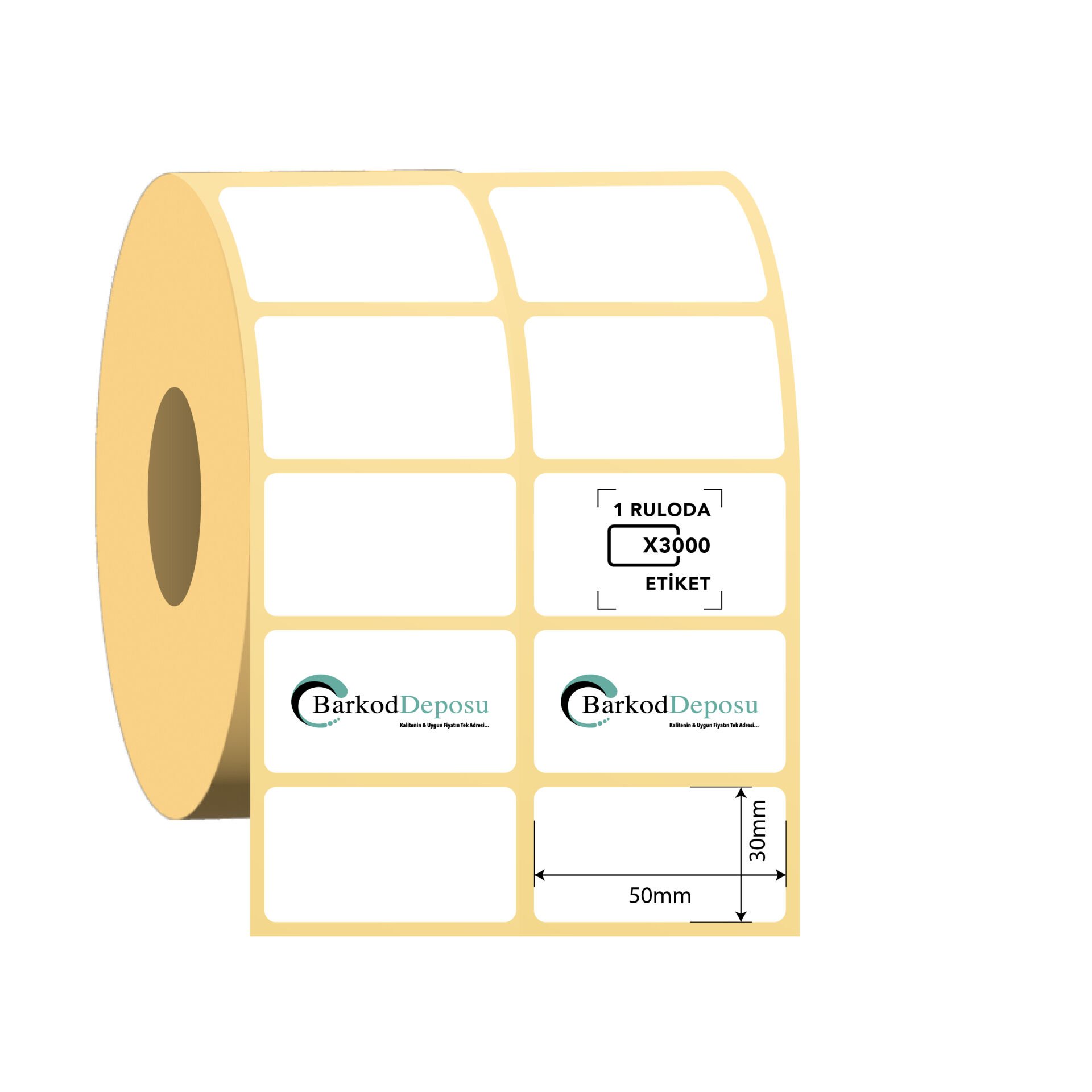 50x30 2'li Ayrık Termal Barkod Etiketi 3000 Sarım