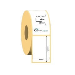 80x120 Kuşe Barkod Etiketi 400 Sarım (RİBON İLE BASKI)