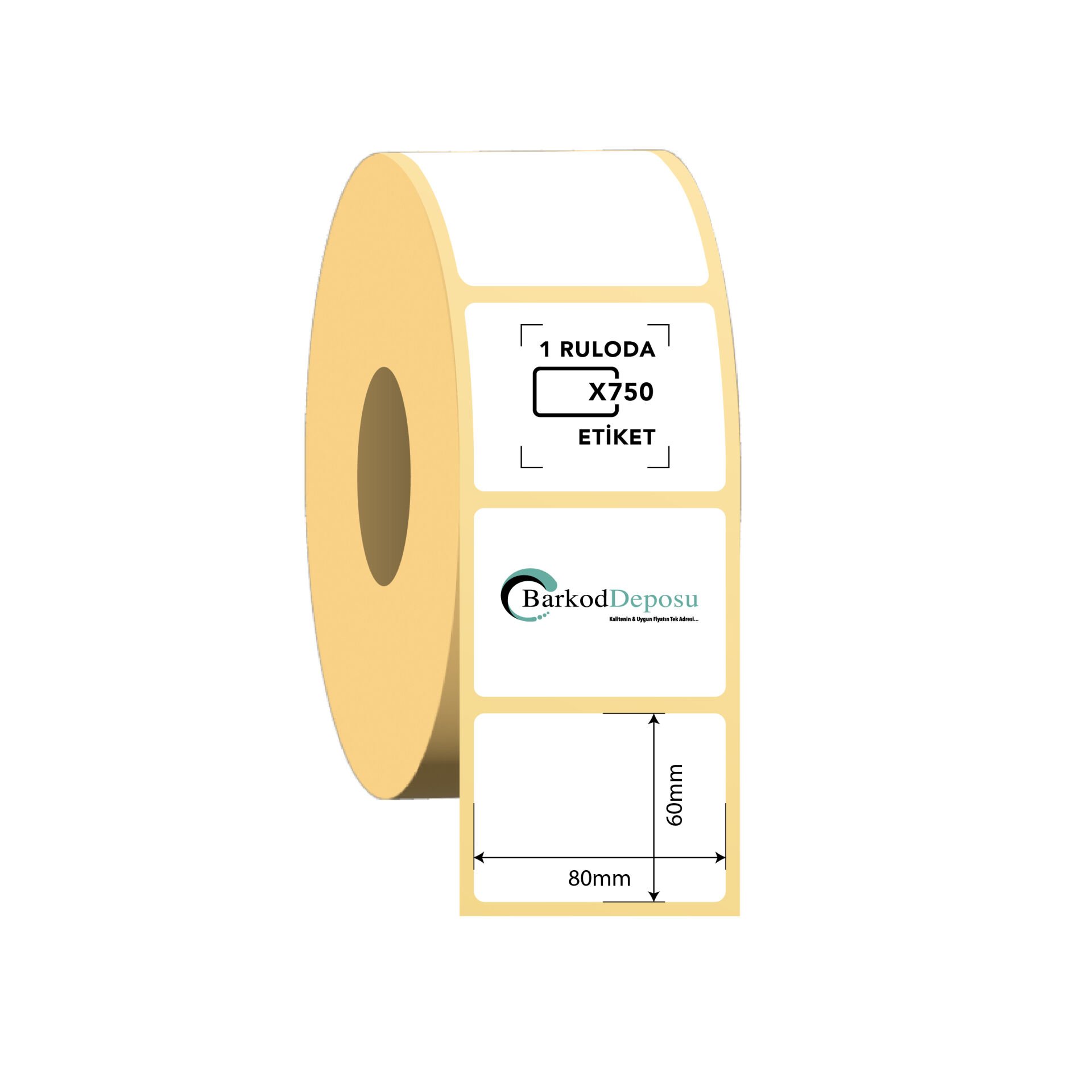 80x60 Kuşe Barkod Etiketi 750 Sarım (RİBON İLE BASKI)