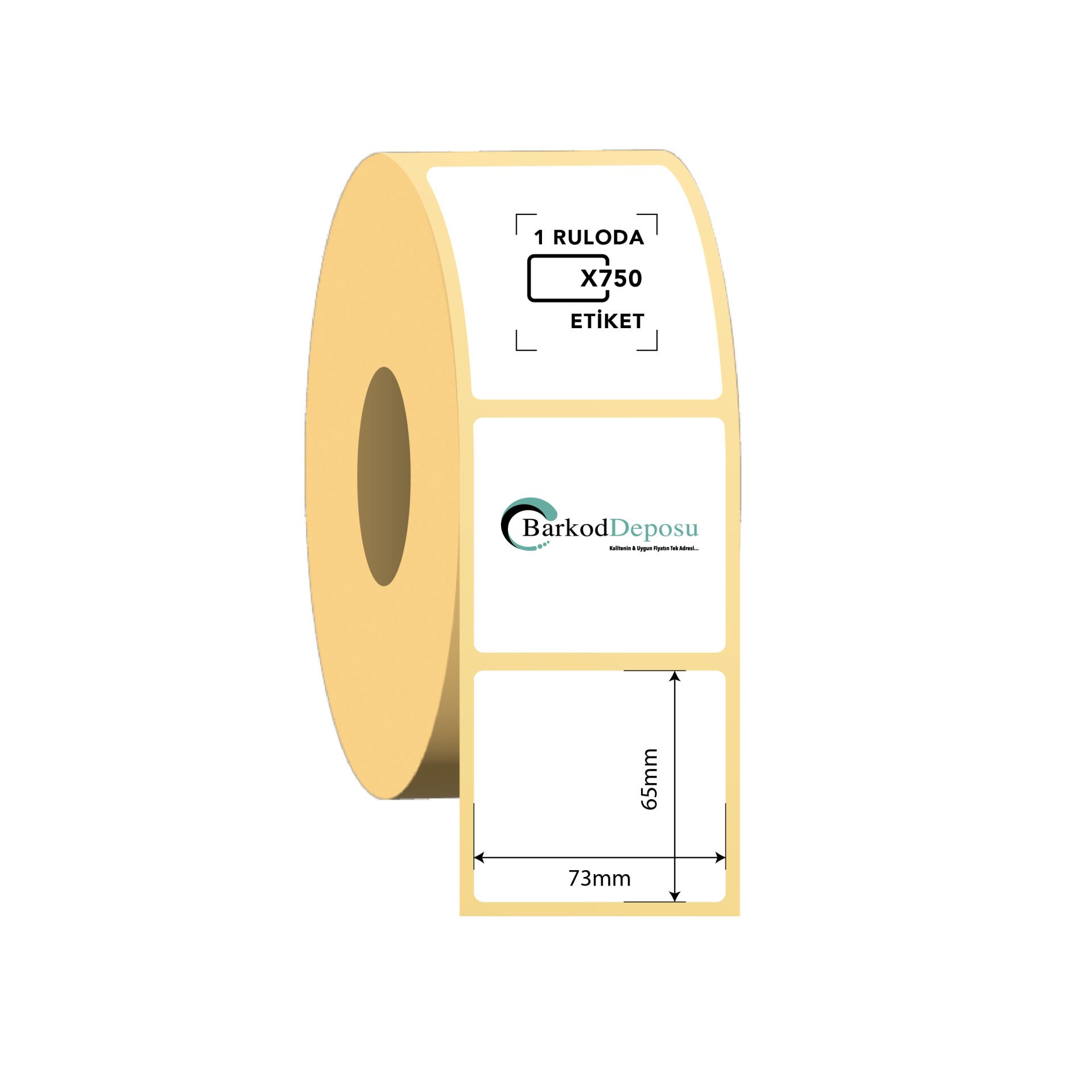 73x65 Kuşe Barkod Etiketi 750 Sarım (RİBON İLE BASKI)