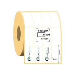 20x40 4'Lü Bitişik Kuşe Barkod Etiketi 4000 Sarım (RİBON İLE BASKI)