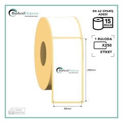 90x200 Termal Barkod Etiketi 250 Sarım
