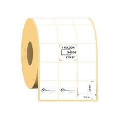 30x30 3'Lü Bitişik Kuşe Barkod Etiketi 4000 Sarım (RİBON İLE BASKI)