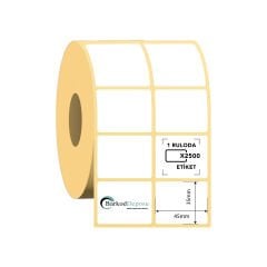 45x35 2'Li Ayrık Kuşe Barkod Etiketi 2500 Sarım (RİBON İLE BASKI)