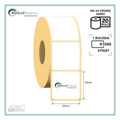 50x50 Termal Barkod Etiketi 1000 Sarım