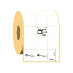36x35 3'Lü Bitişik Kuşe Barkod Etiketi 3000 Sarım (RİBON İLE BASKI)