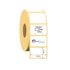 40x25 Kuşe Barkod Etiketi 1500 Sarım (RİBON İLE BASKI)