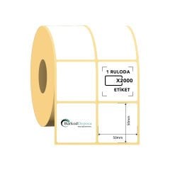 50x50 2'Li Ayrık Termal Barkod Etiketi 2000 Sarım