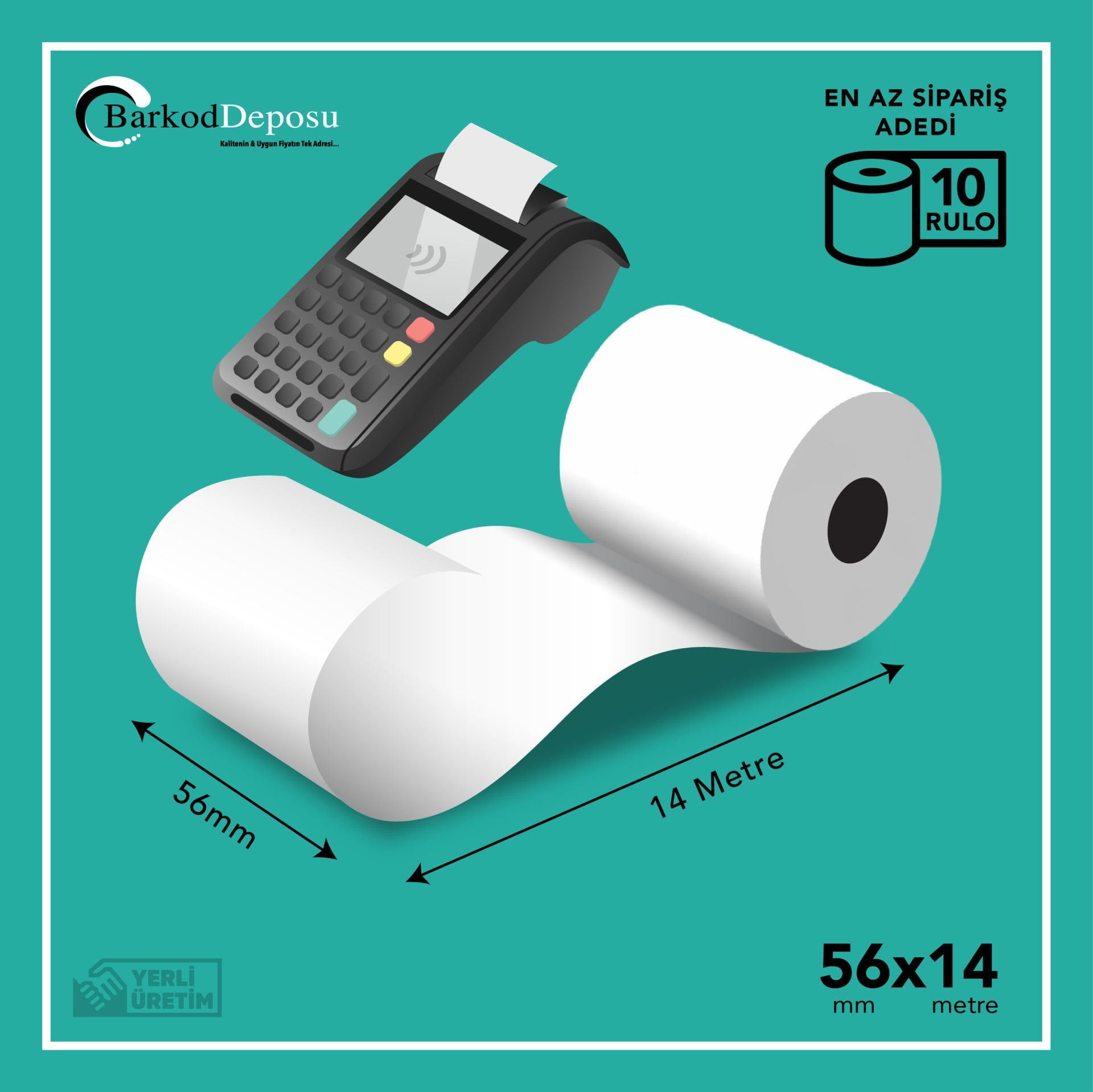 56x14 Termal Yazarkasa Pos Rulosu (10 Rulo)
