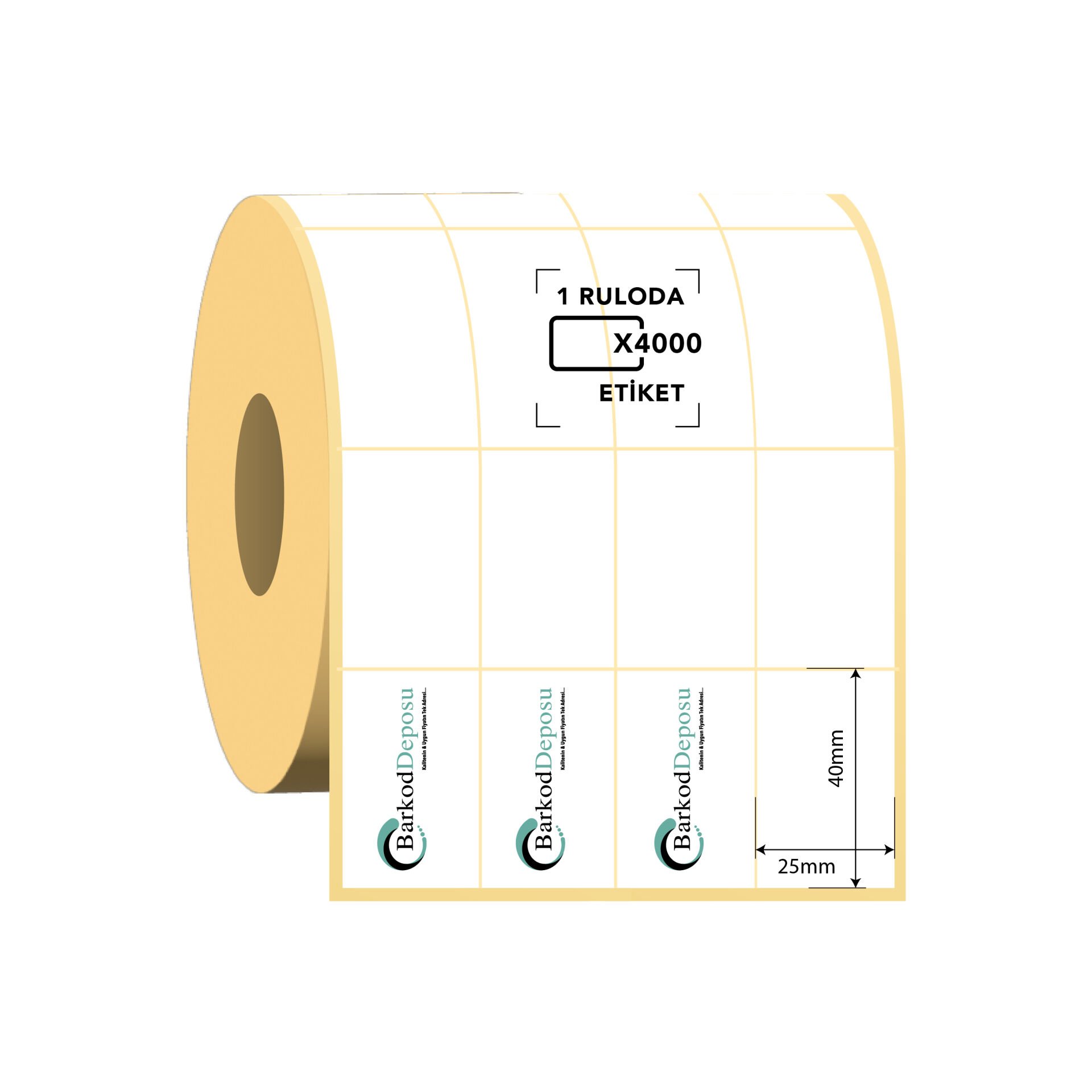 25x40 4'Lü Bitişik Termal Barkod Etiketi 4000 Sarım