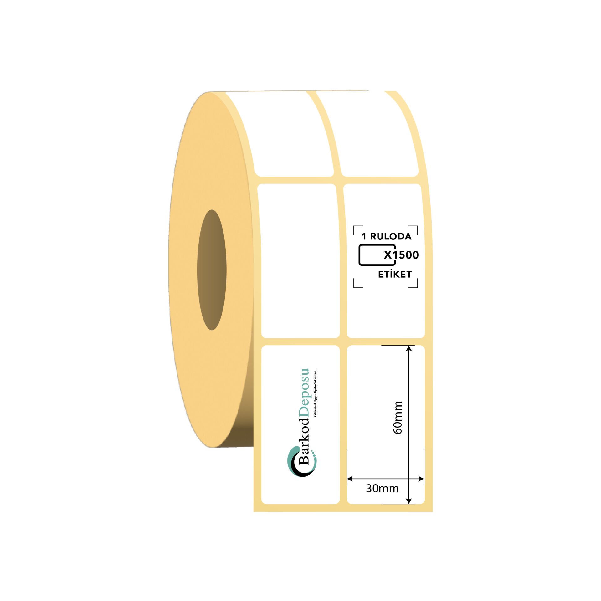 30x60 2'Li Ayrık Termal Barkod Etiketi 1500 Sarım