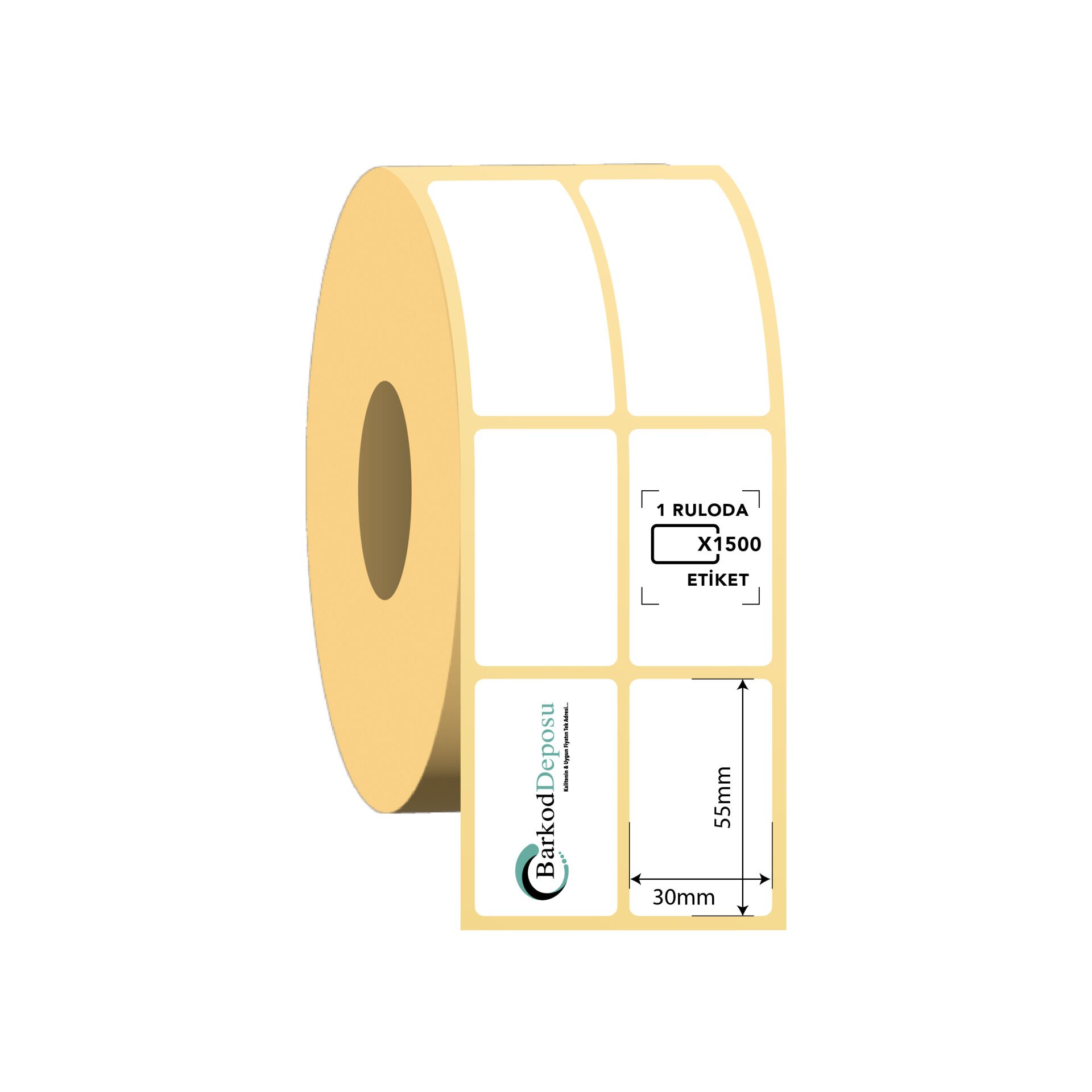 30x55 2'Li Ayrık Termal Barkod Etiketi 1500 Sarım
