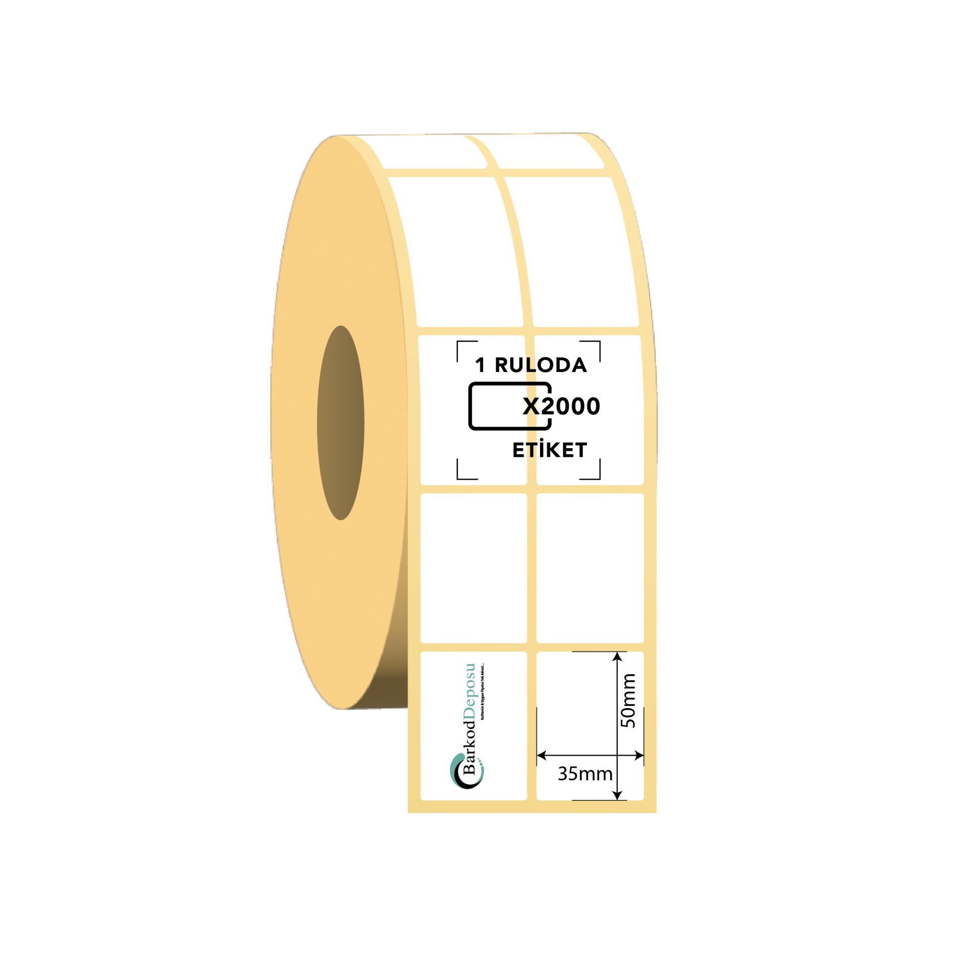 35x50 2'Li Ayrık Termal Barkod Etiketi  2000 Sarım