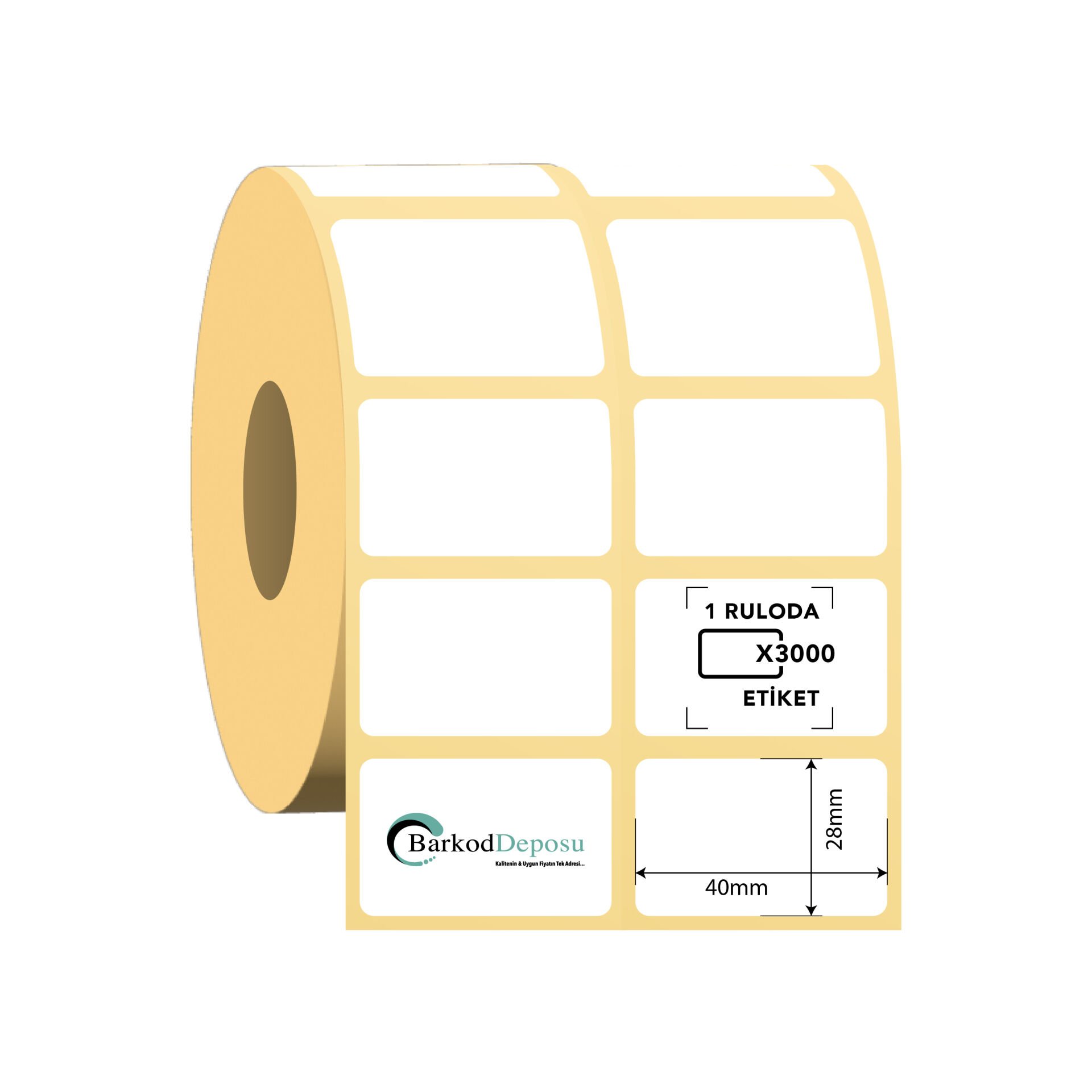 40x28 2'Li Ayrık Kuşe Barkod Etiketi 3000 Sarım (RİBON İLE BASKI)