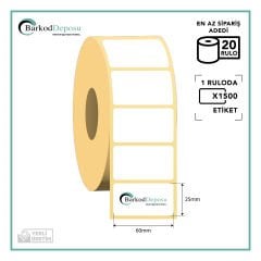 60x25 Termal Barkod Etiketi 1500 Sarım