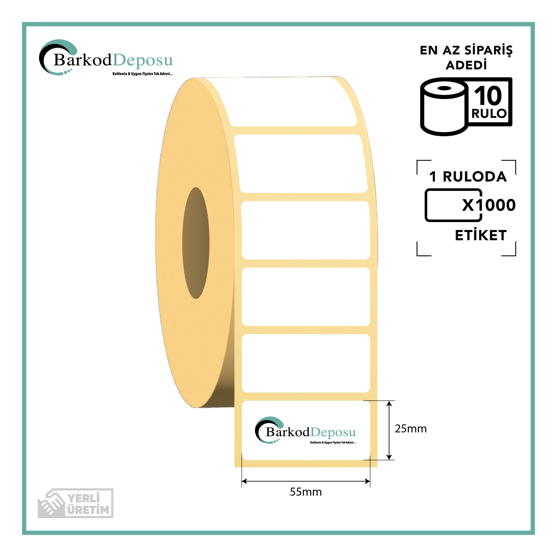 55x25 Vellum Barkod Etiketi 1000 Sarım (RİBON İLE BASKI)
