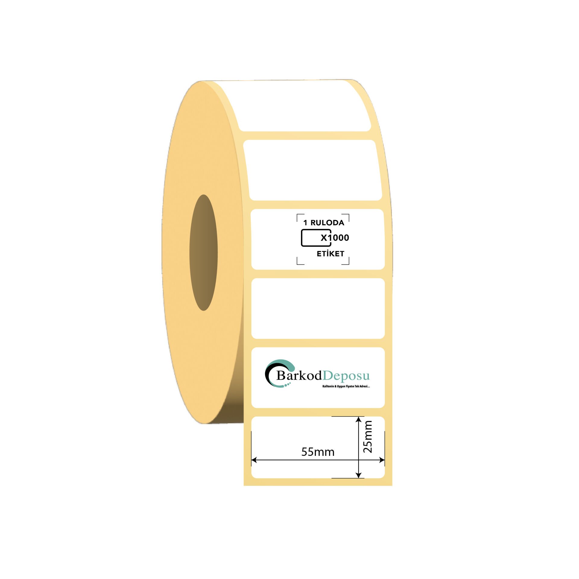 55x25 Vellum Barkod Etiketi 1000 Sarım (RİBON İLE BASKI)