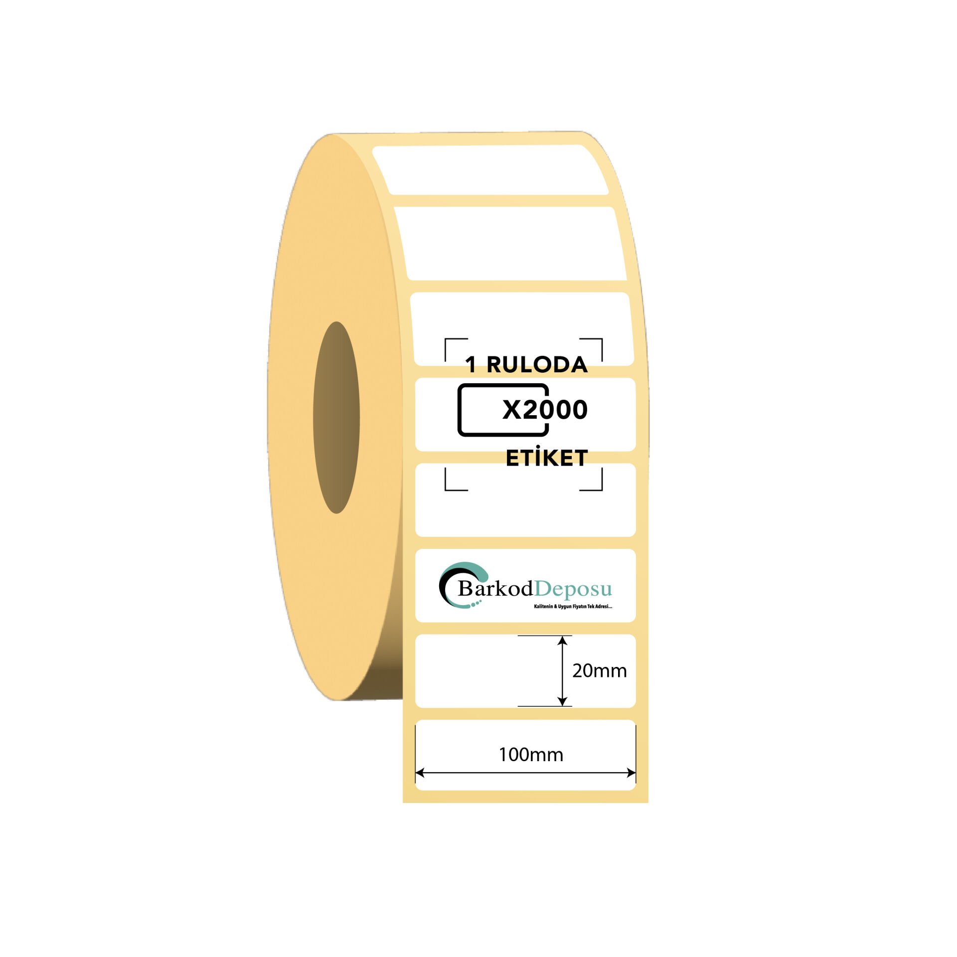 100x20 Kuşe Barkod Etiketi 2000 Sarım (RİBON İLE BASKI)