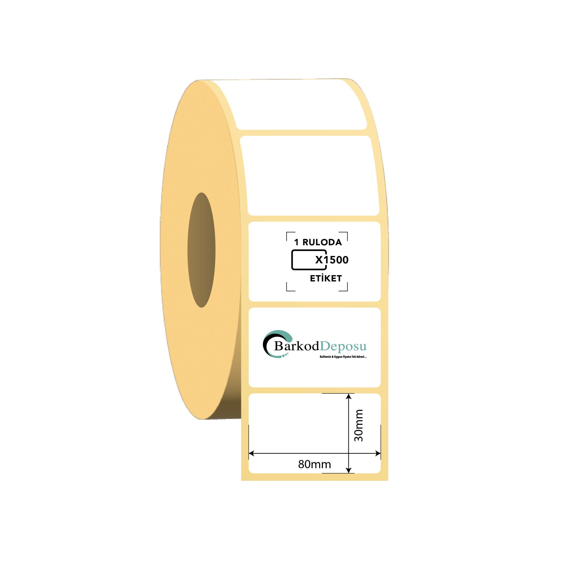 80x30 Termal Barkod Etiketi 1500 Sarım