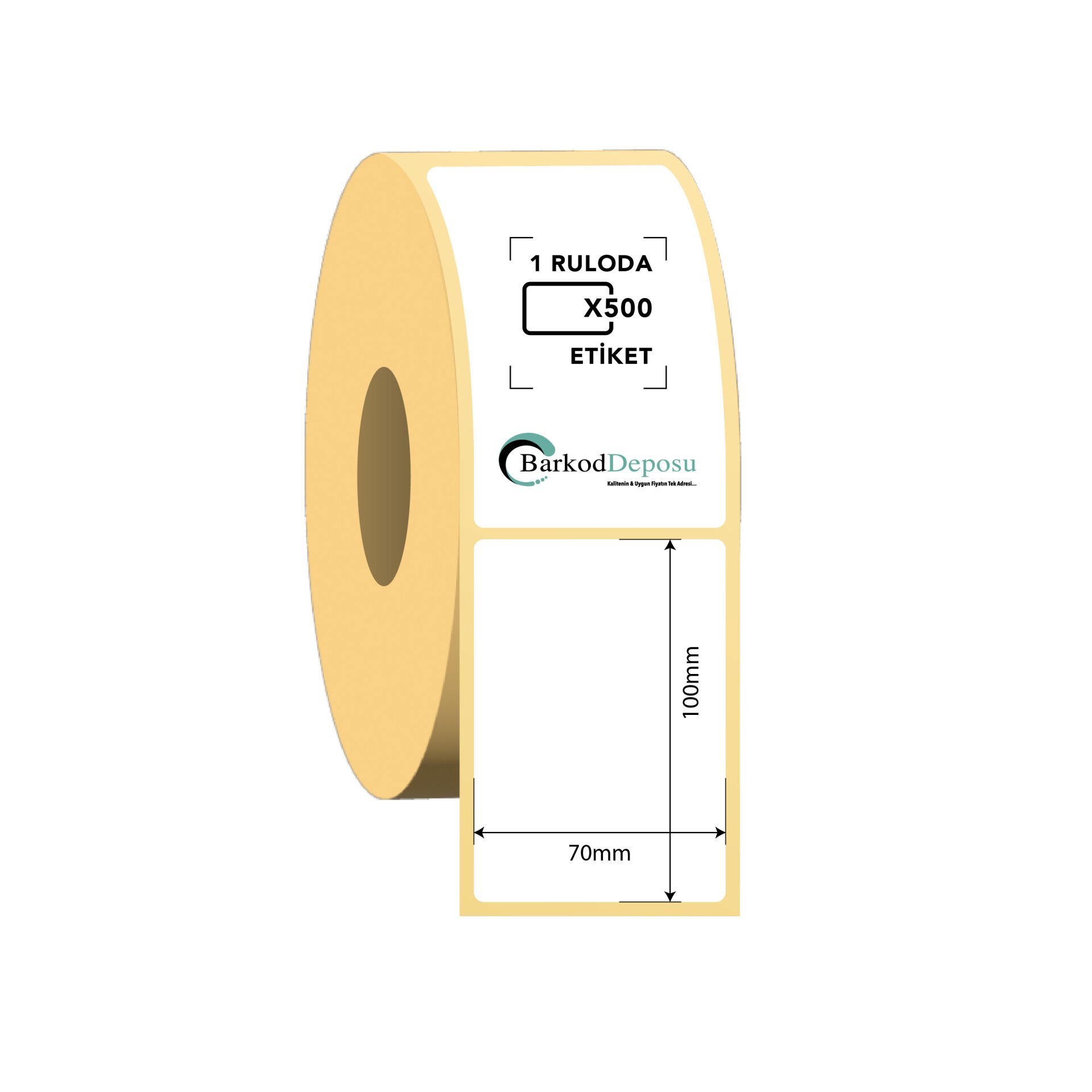 70x100 Kuşe Barkod Etiketi 500 Sarım (RİBON İLE BASKI)