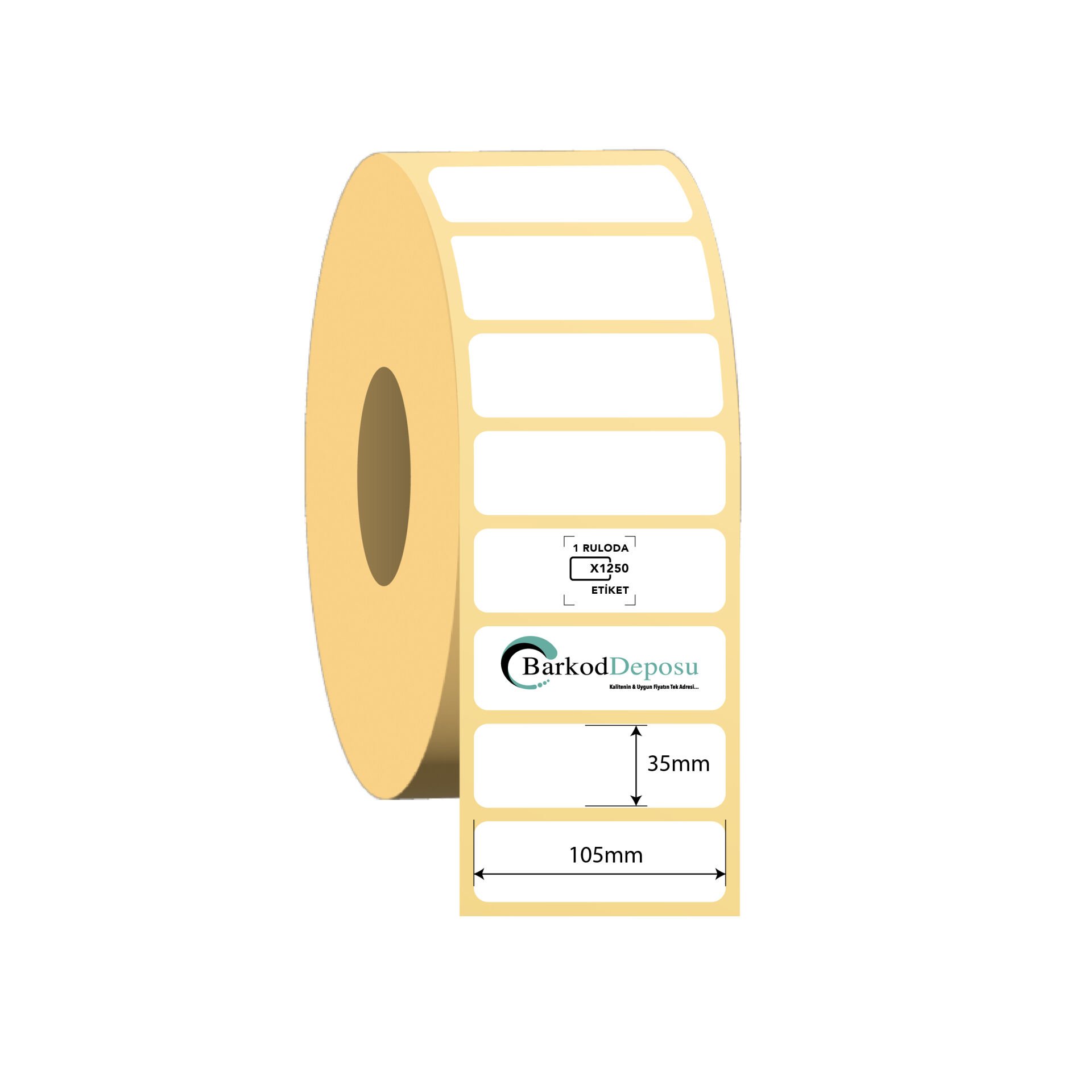 105x35 Kuşe Barkod Etiketi 1250 Sarım (RİBON İLE BASKI)