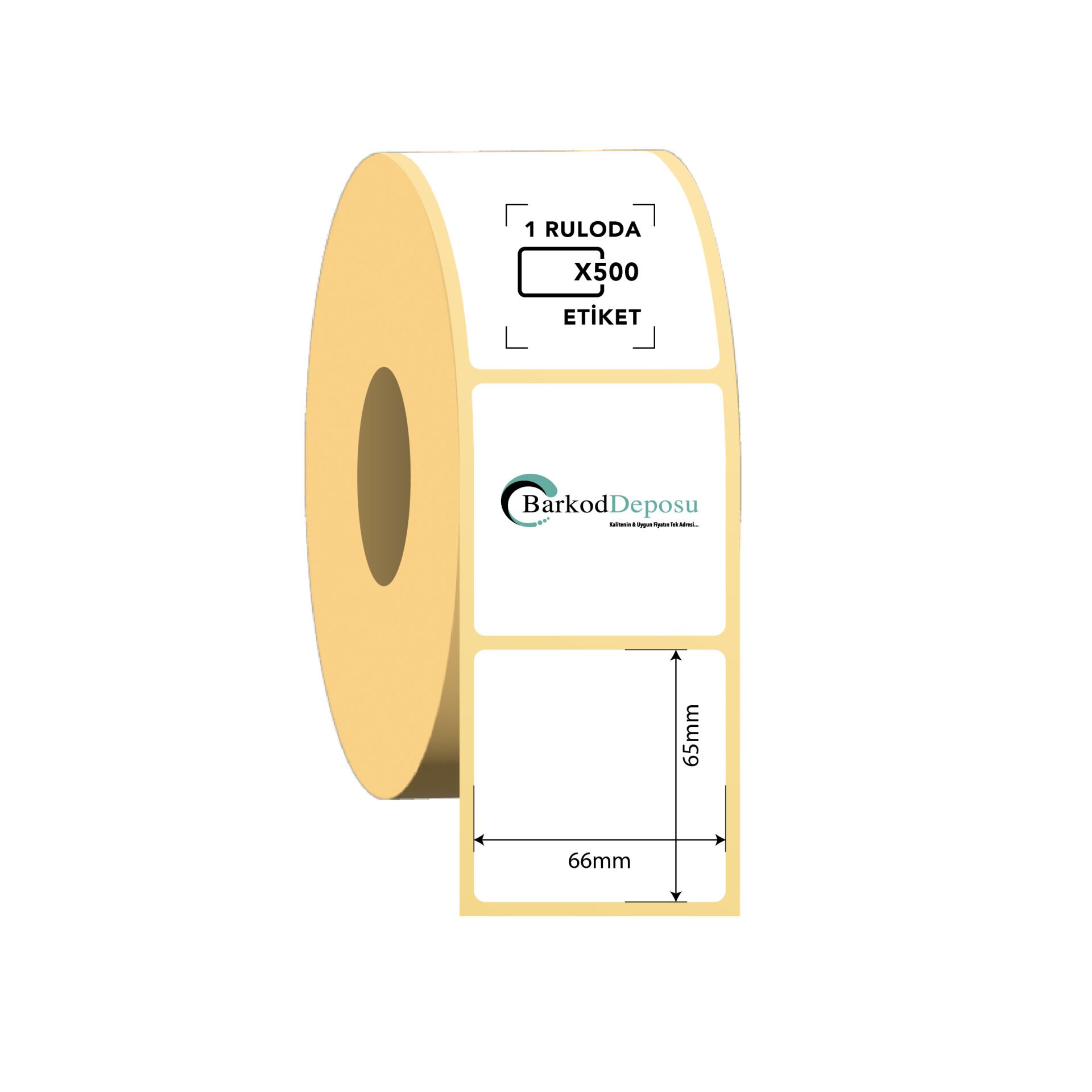 66x65 Kuşe Barkod Etiketi 500 Sarım (RİBON İLE BASKI)