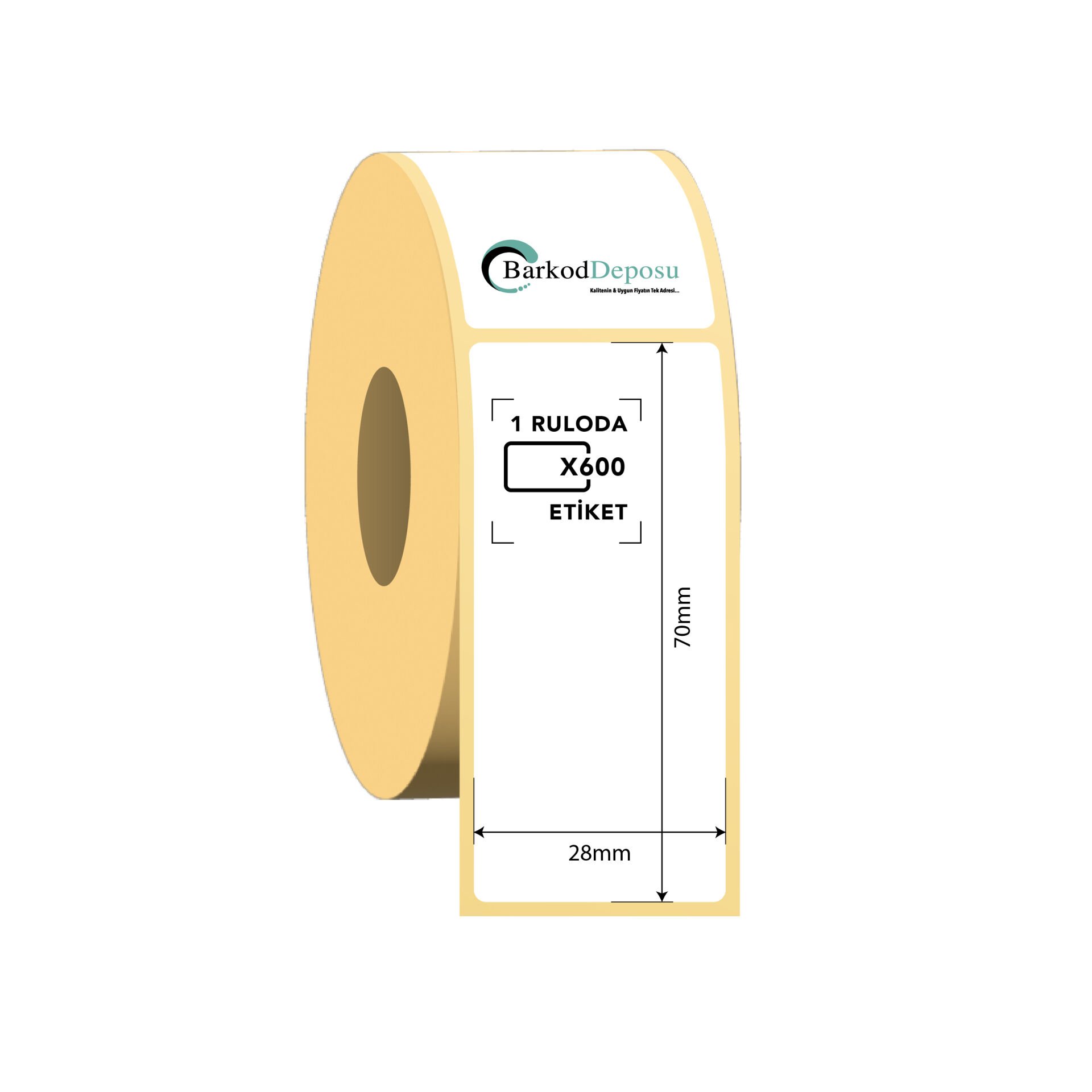 28x70 Kuşe Barkod Etiketi 600 Sarım (RİBON İLE BASKI)