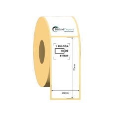 28x70 Kuşe Barkod Etiketi 600 Sarım (RİBON İLE BASKI)