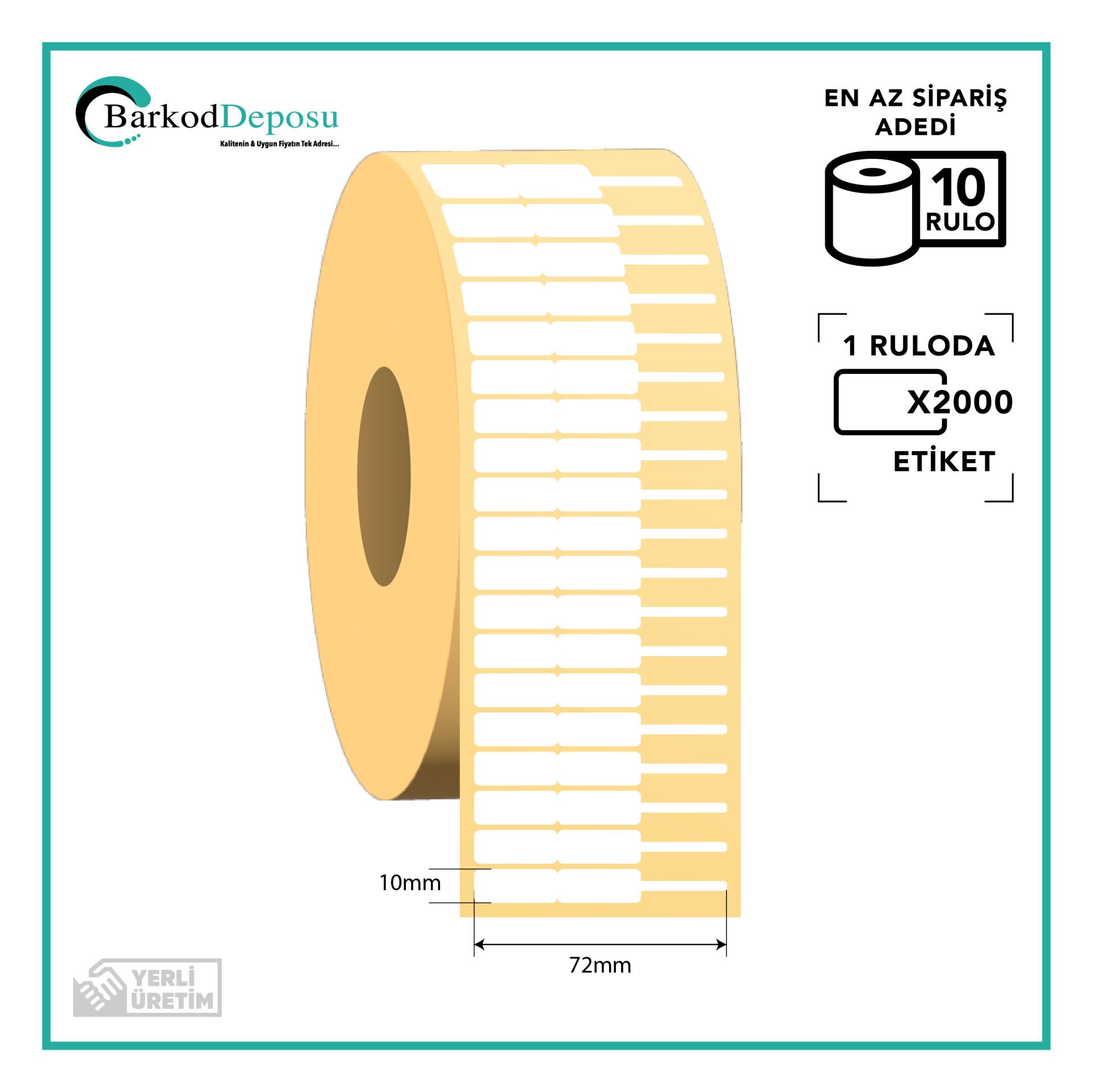 72x10 Kuyumcu / Takı Etiketi P.P.OPAK 2000 Sarım (RESİN RİBON İLE BASKI)
